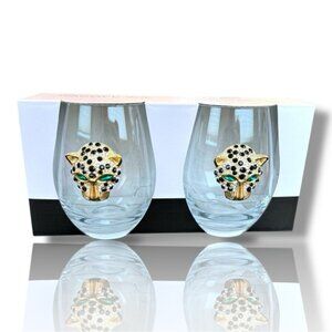 New hard to find Rachel Zoe embellished cheetah wine cups​​​